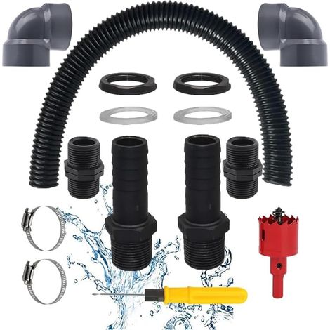 Kit di collegamento per serbatoio di acqua piovana con tubo flessibile da 100 cm - Kit di collegamento per serbatoi d'acqua, cisterne e barili per la raccolta dell'acqua piovana da 1"