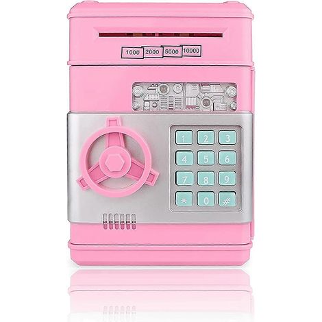 Tirelire électronique avec mot de passe, mini coffre-fort distributeur automatique pour enfants, cadeau de Noël ou d'anniversaire pour garçons et filles (rose) (1/5)