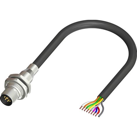 Câble d'actionneur RS PRO 8 conducteurs , M12 Mâle vers , 5m ( Prix pour 1 )