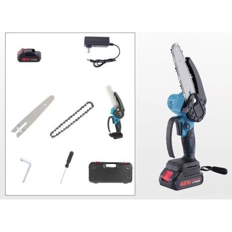 Mini motosega con batteria da 1500 mAh, 6 pollici, motosega elettrica con potente motore da 21 V 800 W, giardino, taglio scalpello per legno
