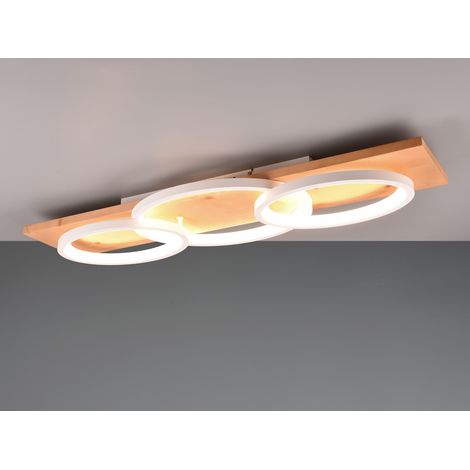 LED Deckenleuchte BARCA dimmbar Naturholz, Metall Weiß, Breite 97cm (1/5)