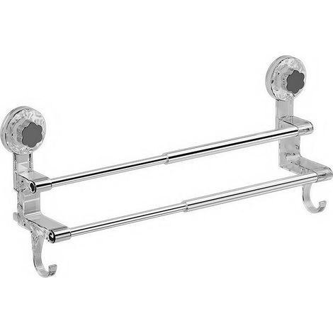 Adjustable suction cup towel rack 48–80 cm, transparent, no drilling required, for glass and tiles (1/5)