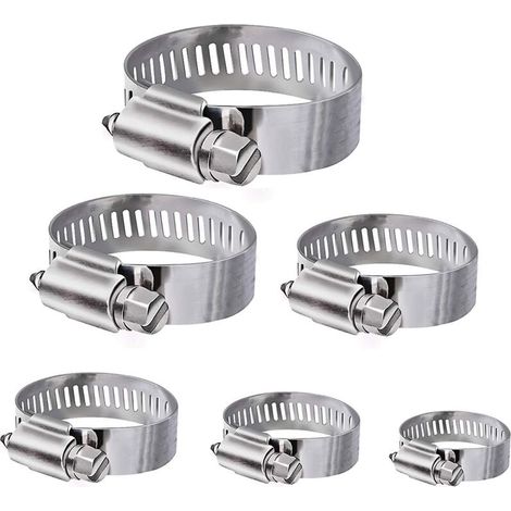Tuyau Clips, 36 pièces réglable 6–51 mm Gamme en acier inoxydable Colliers de serrage Assortiment de 8 tailles pour famille Tuyau d'eau, réservoir de gaz, tube d'automobiles, etc.-DOU