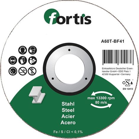 Trennscheibe Stahl 115 x 1,0mm gerade FORTIS (1/2)