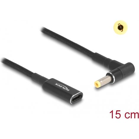 Delock Cable adaptador para cable de carga de ordenador portÃ¡til USB Type-Câ¢ hembra a HP 4,8 x 1,7 mm macho en Ã¡ngulo de 90Â° 15 cm
