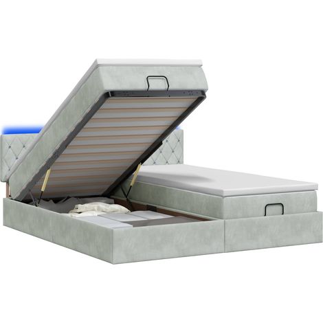 Maison Exclusive - Letto Ottomano con Materasso e LED Grigio Chiaro 200 x 200 cm (1/5)