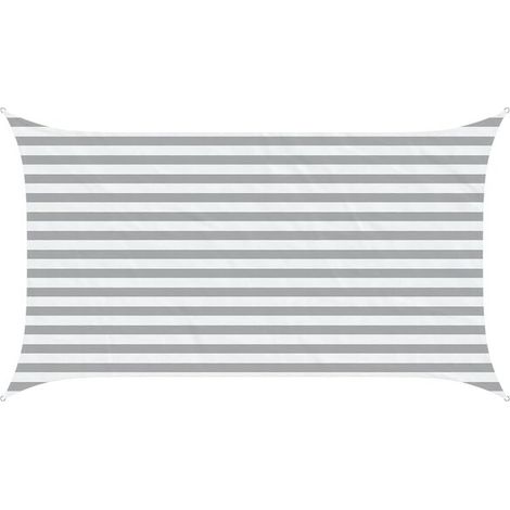 Voile d'ombrage gris clair et blanche, 3,5 mètres x 2 mètres (1/5)