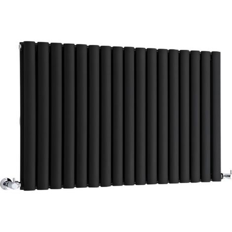 Milano Aruba Black Horizontal Double Oval Panel Radiator - 635mm x 1000mm (1/5)