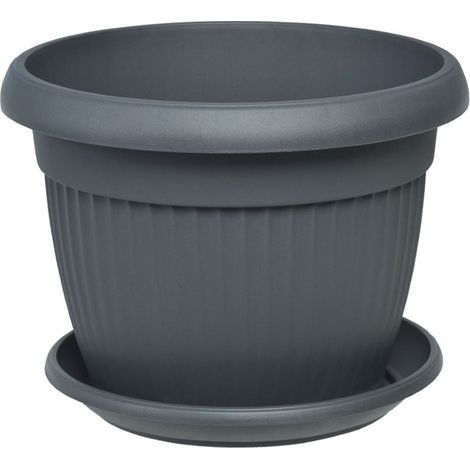 VASO TERRA GIARDINO 55 ANTRACITE SENZA SOTTOVASO SET 2 PEZZI- ARCA (1/2)
