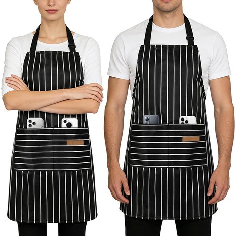 Tabliers de Cuisine, Utile Tablier Réglable avec Poches, Tablier Cuisine Homme Femme pour Cuisine,Jardinage, Restaurant,Barbecue,Café (1/5)