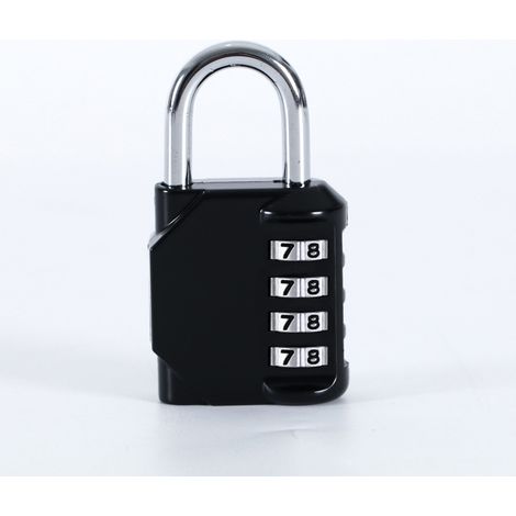 Cadenas à combinaison à 4 chiffres pour casiers de salle de sport, d'école, d'extérieur et du personnel, noir (1/2)