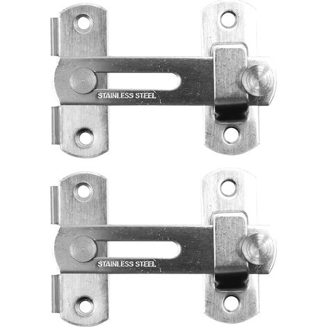 2PCS Loquets de Porte en Acier Inoxydable Verrou à Bascule Verrou de Porte de sécurité Verrou de Verrouillage (Argent brossé) (1/5)