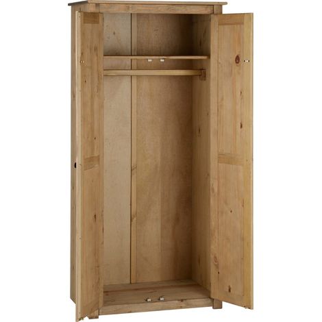 Panama 2 Door Wardrobe - L50 x W80 x H175 cm - Natural Wax
