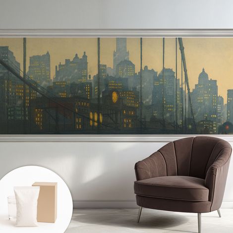 Fototapete - Tapete Vliestapete mit Kleber - Wandtapete Moderne Wandbild Schlafzimmer Wohnzimmer Abendliches Panorama 250x104 cm (1/5)