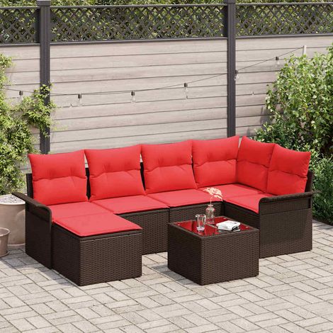 Teenpull – Gartensofa-set 7 Stk. Braun Poly-Rattan (1/5)