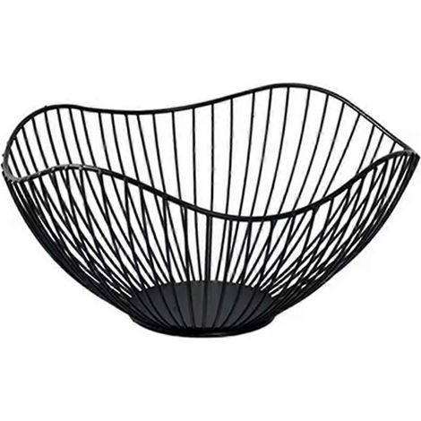 Corbeille à fruits en fer, bol, panier de présentation, plateau de rangement pour pain et en-cas, noir (1/5)