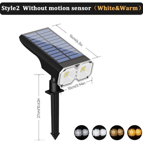 (Style 2) Projecteur solaire paysager amélioré, étanche IP67, avec allumage automatique crépusculaire, éclairage RGB blanc chaud, compatible avec les appliques murales et les allées. (1/5)