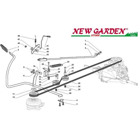 Esploso comando freno cambio trattorino SD98 XD140 HD CASTELGARDEN 2002-13 34 MOLLA