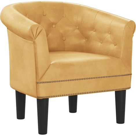 Sillón de cuero sintético dorado vidaXL