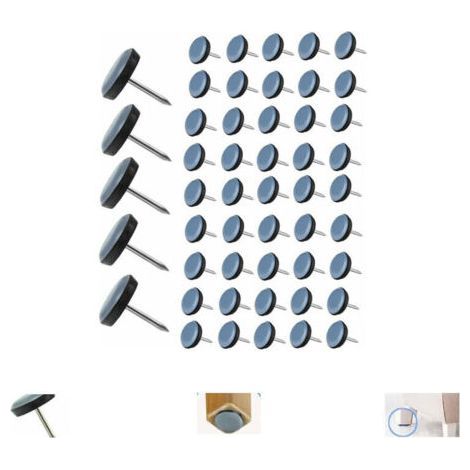 50 Stück Teflon-Stuhlpolster zum Aufnageln, 19 mm, runde Teflon-Möbelpolster, Stuhlpolster mit Teflon-Nagel, Filz-Stuhlpolster zum Aufnageln für Stuhl, Sofa, Schreibtisch, Tisch – INHHUB