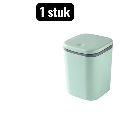 Mini poubelle de bureau compacte avec couvercle pour bureau chambre maison et espace de travail couleur verte (1/5)