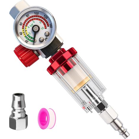 Régulateur de pression avec manomètre 0-140 psi, 10 bar, séparateur d'huile (1/5)