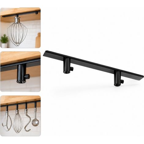 Support sous meuble pour accessoires de batteur sur socle, support de rangement suspendu à 4 poteaux, noir pour cuisine La rail sous meuble contient (1/5)