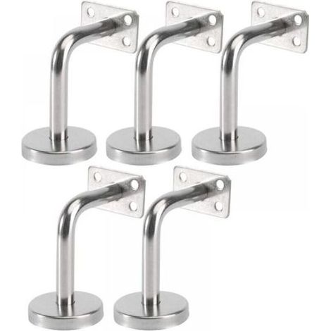 Lot de 5 Support Main Courante Inox - Murale Supports de Main Courante pour Escalier Exterieur Intérieur, Rampe Escalier Bois, Rail D\\\\'escalier (6x8x5cm/2.7x3.1x2.0in)Sans vis (1/5)