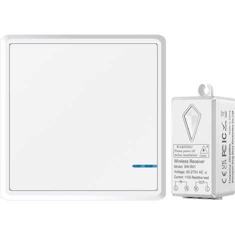 Wireless Switch, 433Mhz 220V Wireless Two-Way Switch, 1000W Radio Frequency Switch, IP66 Waterproof - 100m Range, On/Off Lighting with Wireless Switch