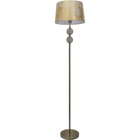 Pie de salón cuero bolas cristal copen pantalla pan de oro 1xE27 (1/2)
