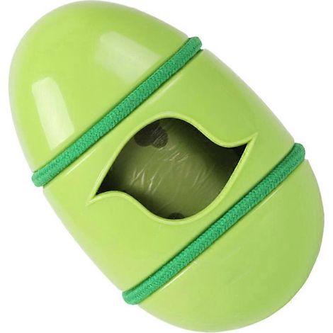 Poubelle pour animaux portable d'extérieur en forme d'œuf avec 1 rouleau de sac poubelle vert (1/5)