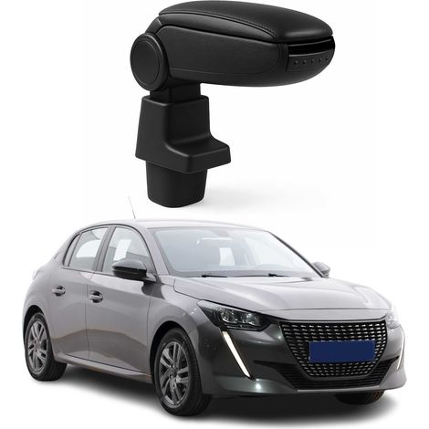 OMAC Accoudoir pour Peugeot 208 / 2008 2019-2026 - Snap-On - ABS + Simili Cuir - Aucune Perçage ou Installation - Installation Facile Noir