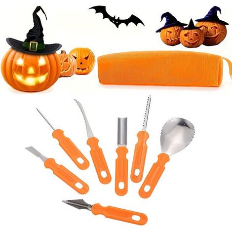 Kit de 10 pièces pour sculpter des citrouilles, couteau à sculpter les citrouilles d'Halloween, outil de sculpture de citrouilles, retrait gratuit pour la sculpture de citrouilles (1/5)