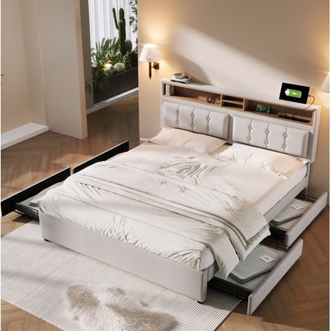 Cama doble con almacenaje y USB ajustable OKMYHOME (1/5)
