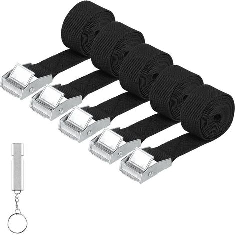 5er Set Spanngurte 20mm x 2m Schwarz mit Metallschnalle, Fahrradträger & Ladungssicherung