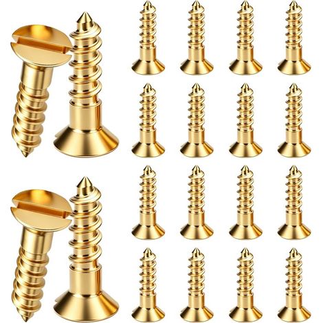 (M3x12mm,20) Vis Laiton 20pcs M3x12mm Pour Meubles Tête plate fendue, auto-taraudeuse, fraisée pour menuiserie, armoires et assemblage DIY (1/5)