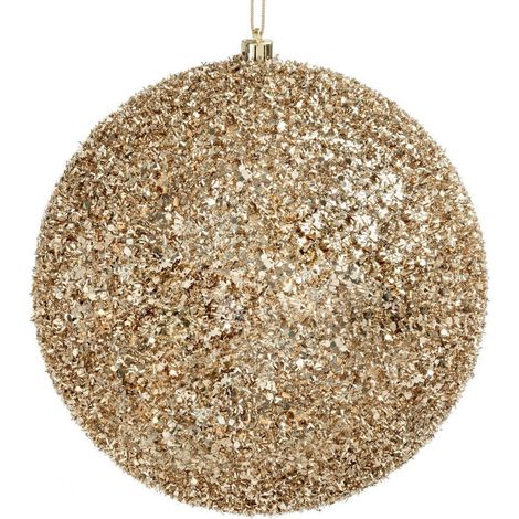 Palline per albero di Natale in polistirolo decorate color Champagne -1 sfera da 15 cm