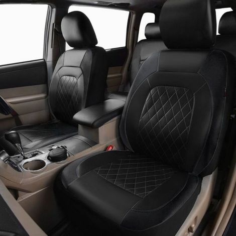 Lot de 2 housses de siège avant voiture en cuir PU imperméables, universelles et résistantes pour tous types de véhicules (1/4)