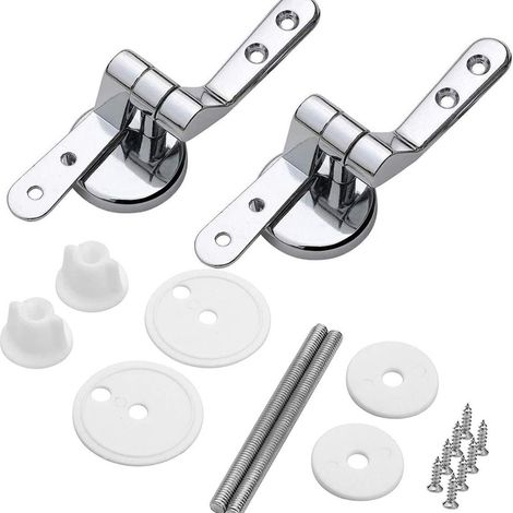 Lot de 2Charnière Abattant WC de Rechange,Charnières de Siège de Toilette en Alliage de Zinc pour en Bois,Résine,MDF,y compris Raccords (1/5)