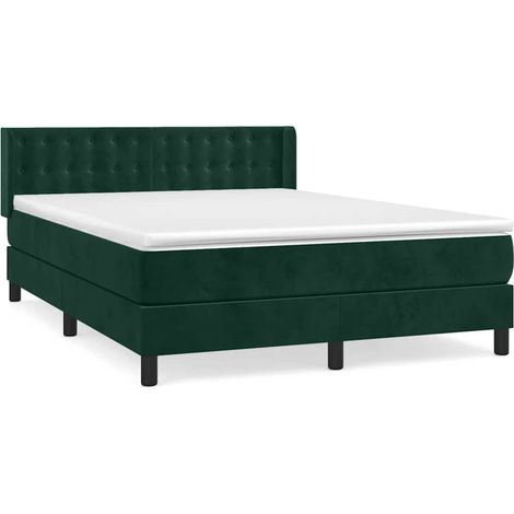 Maison Exclusive - Giroletto a Molle con Materasso Verde Scuro 140x200 cm Velluto (1/5)