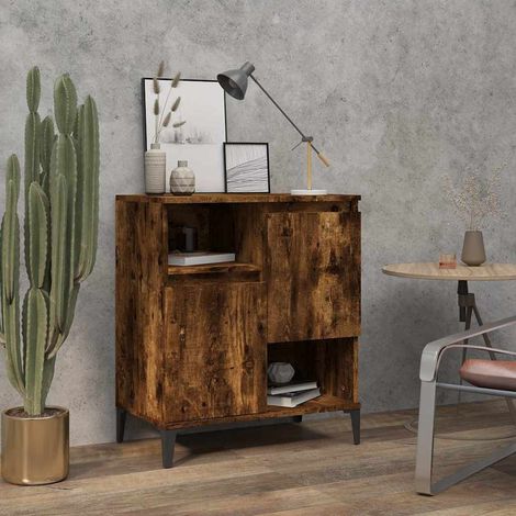 Aparador madera contrachapada color roble ahumado 60x35x70 cm (1/4)