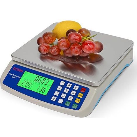 Grande balance de cuisine électronique, 30 kg, avec écran LCD et adaptateur, incluant un calculateur de prix, (1/5)