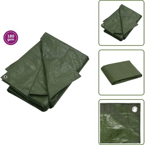 Bâche de toit - vidaXL Bâche 180 g/m² 6x6 m Vert PEHD - Bâche de camping (1/5)