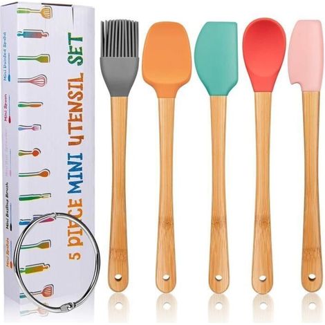 Spatule pâtisserie en silicone, spatule en caoutchouc antiadhésif résistant à la chaleur, 5 pièces, pour la cuisson (1/4)