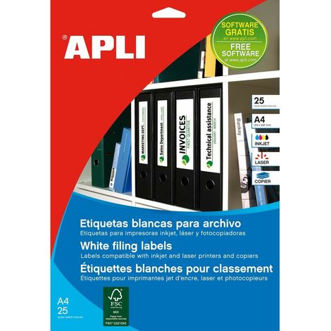 Etichette adesive apli 01232/ 190 x 38mm/ 25 fogli (1/2)