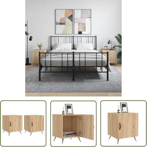 The Living Store Tables de chevet 2 pcs chêne sonoma 40x40x50 cm bois ingénierie - Table De Chevet - Meuble De Chambre - Armoire De Chevet - Commode - Design Moderne (1/5)