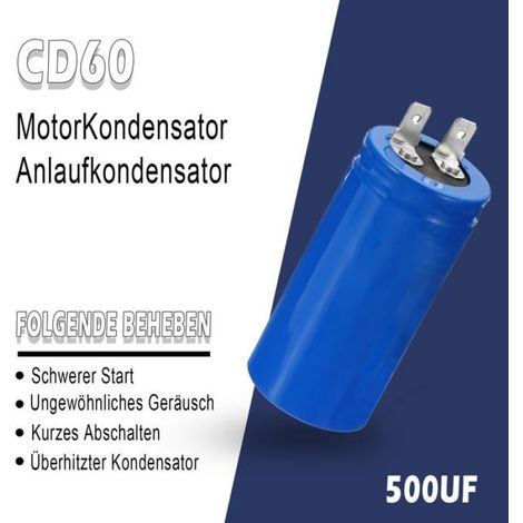 Condensateur De Moteur Cd60 450 V 500 Uf, Condensateurs 50/60 Hz, Condensateur De Démarrage Avec Prise, Condensateurs De Moteur 50 (1/5)