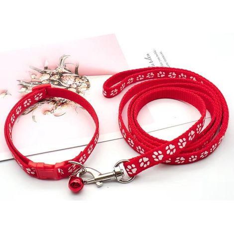 Collier pour chiot avec laisse, laisse souple en nylon réglable pour chiots et petits chiens, 1,2 m de long, rouge vif (1/5)