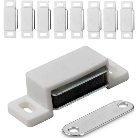 Serrures magnétiques pour meubles, portes, fermetures magnétiques pour armoires et placards - Blanc, 10 pièces (1/5)