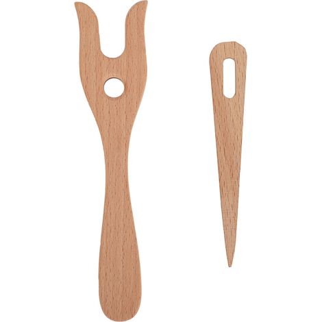 herramientas para tejer, tenedor de madera, aguja de ojo pequeño, madera de haya, para pulseras, collares, bricolaje (1/5)